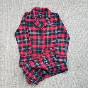 2 Piece Pajama Set Red Plaid Womens Small